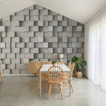 papier peint 3d geometrique cubes rectangles relief superposes tons gris beton e-9