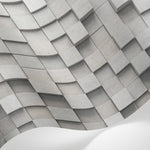 Papier peint panoramique 3d géométrique - Cubes rectangles relief superposés tons gris béton et blanc cassé sur mesure - Matière