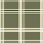 Papier peint motif à carreaux - Lignes entrecroisées et quadrillages vert olive et crème - Design