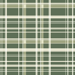 Papier peint motif à carreaux - Quadrillage écossais et lignes entrecroisées vert sauge et crème - Design