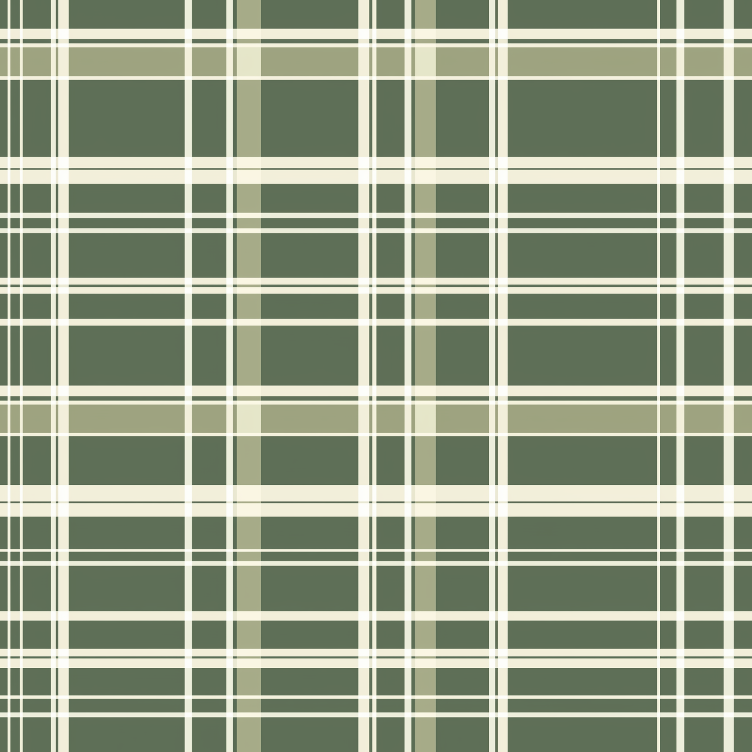 Papier peint motif à carreaux - Quadrillage écossais et lignes entrecroisées vert sauge et crème - Design