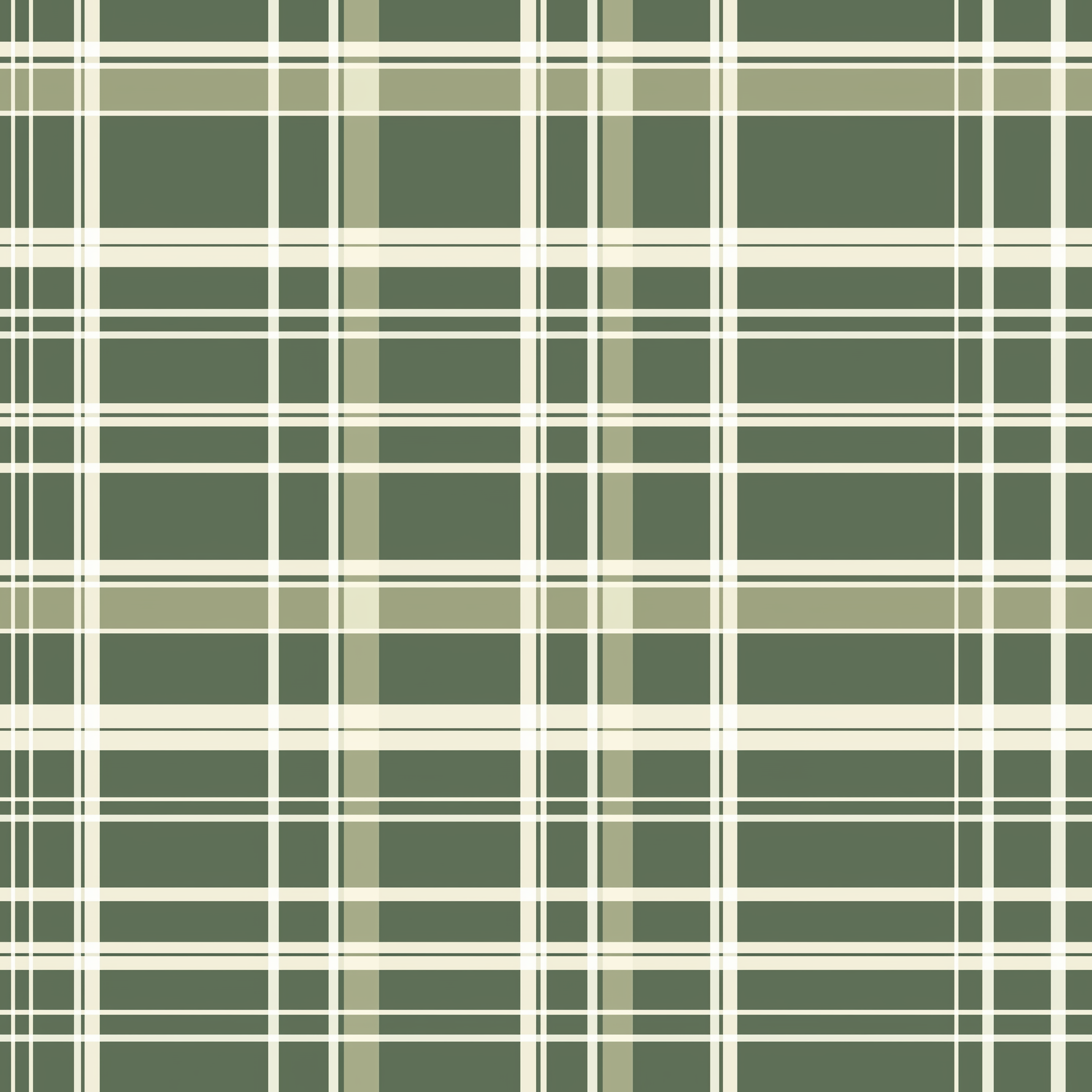Papier peint motif à carreaux - Quadrillage écossais et lignes entrecroisées vert sauge et crème - Design