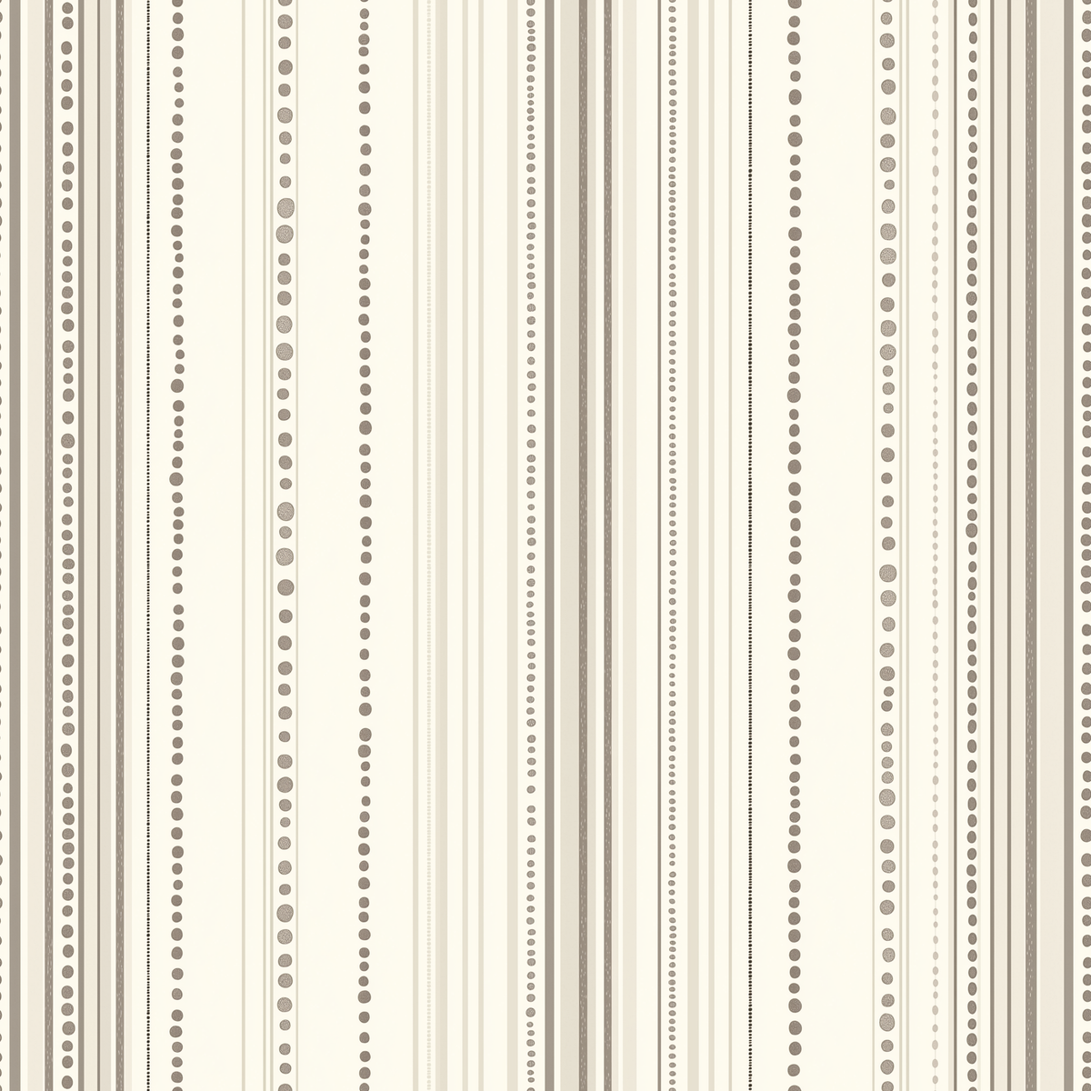 Papier peint motif à rayures - Lignes et points verticaux beige taupe et blanc cassé - Design
