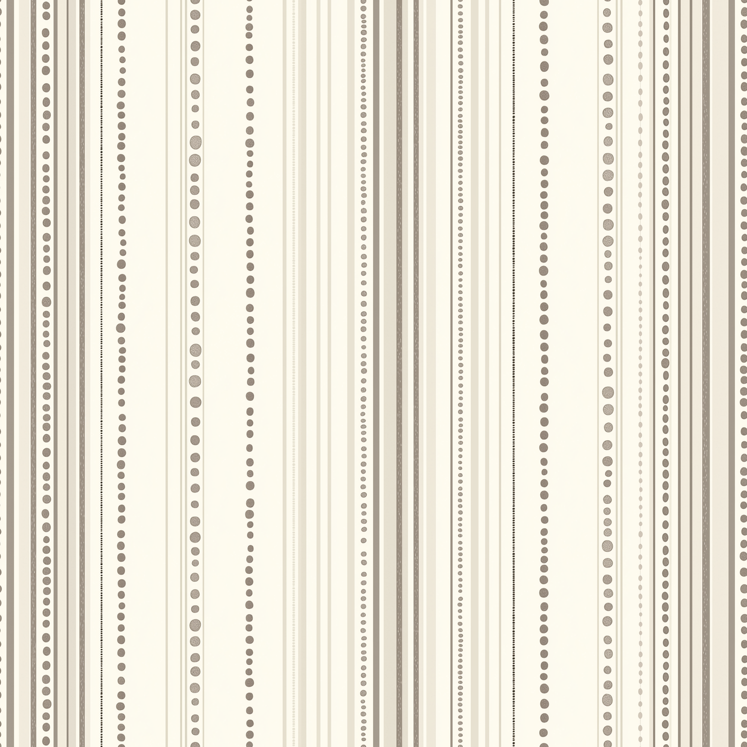 Papier peint motif à rayures - Lignes et points verticaux beige taupe et blanc cassé - Design