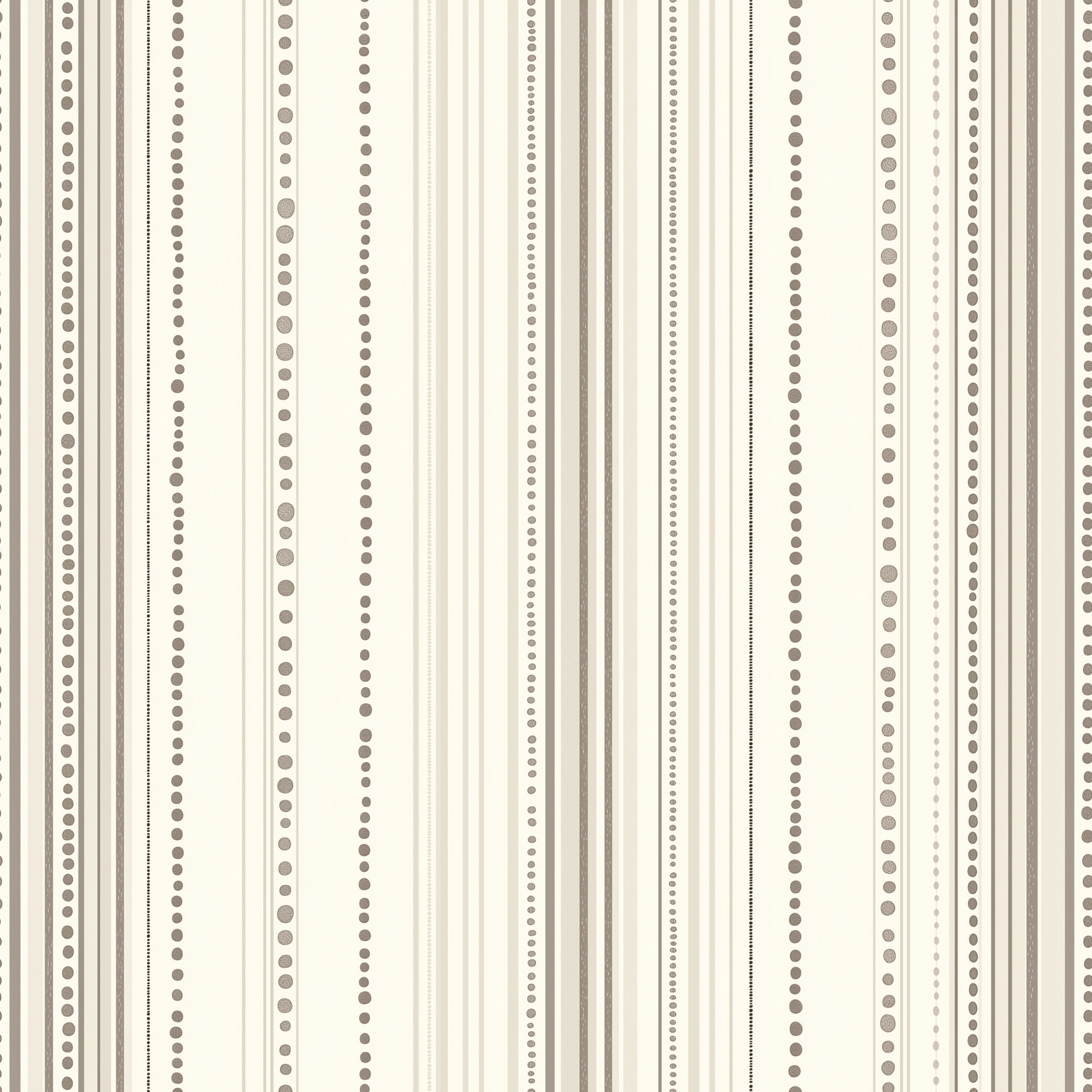 Papier peint motif à rayures - Lignes et points verticaux beige taupe et blanc cassé - Design