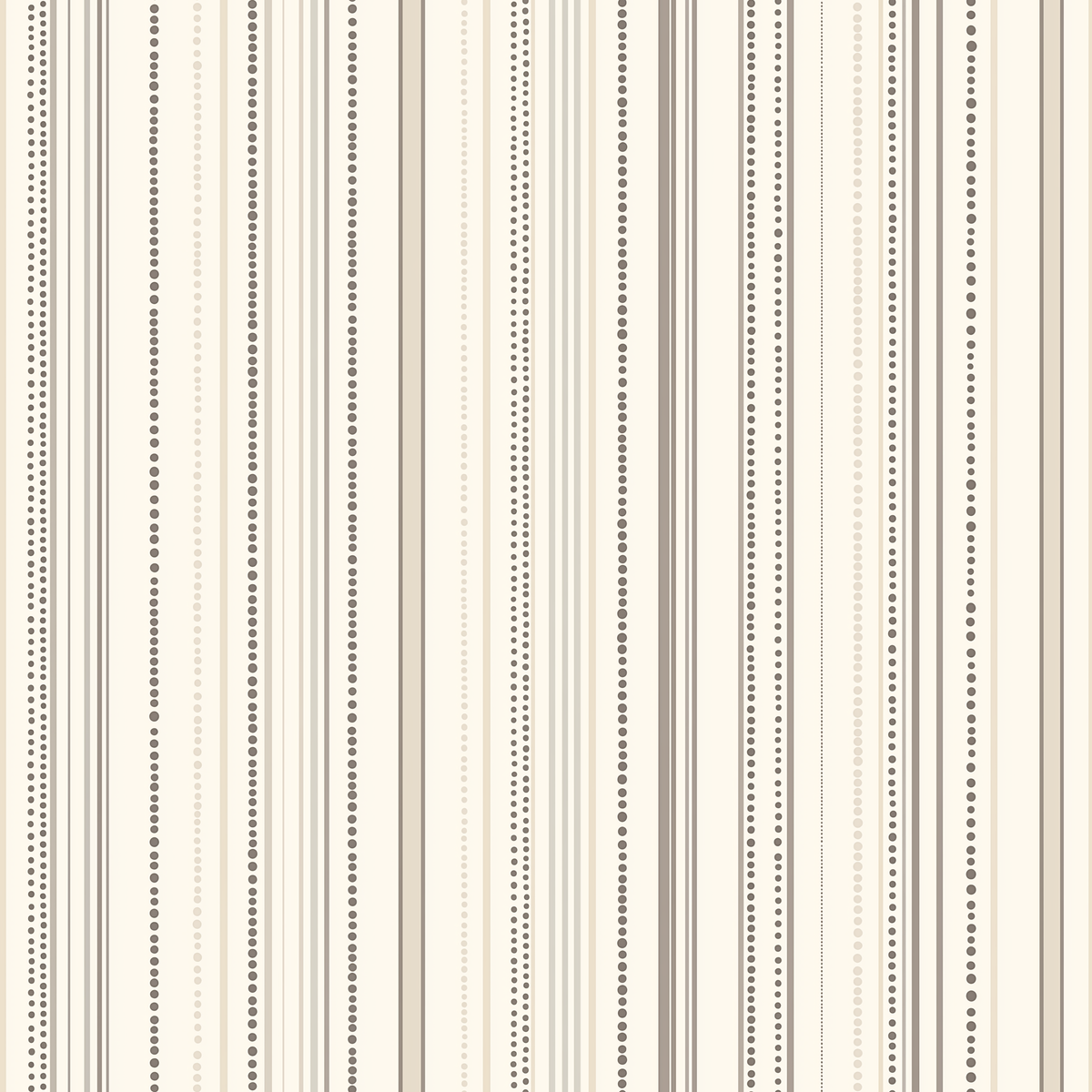 Papier peint motif à rayures - Lignes verticales et points alignés beige taupe et gris - Design