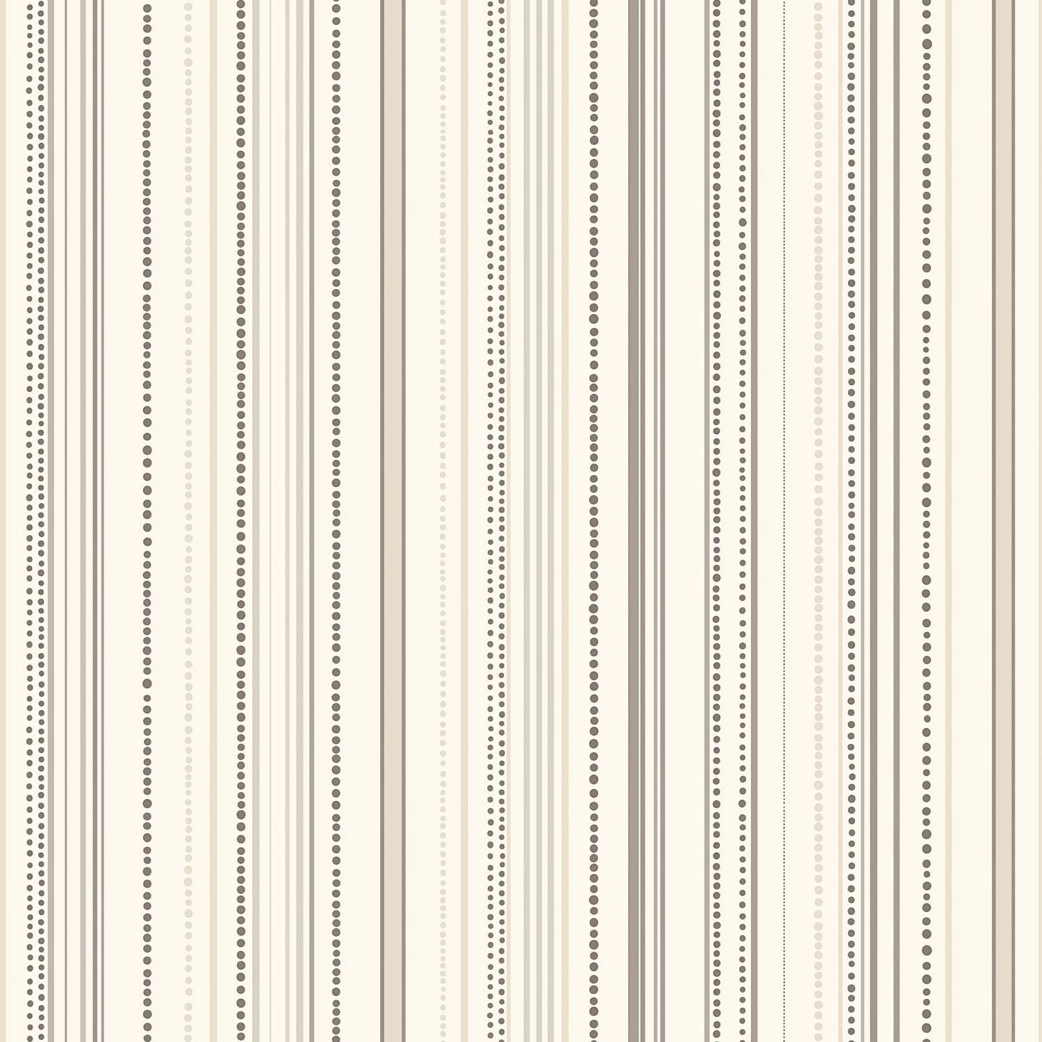 Papier peint motif à rayures - Lignes verticales et points alignés beige taupe et gris - Design