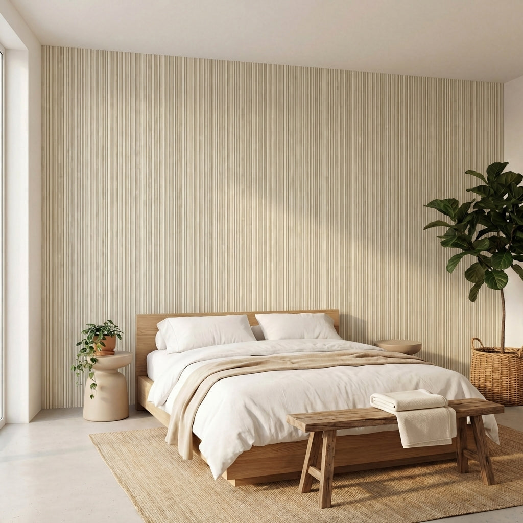 papier peint a rayures lignes verticales fines et epaisses beige taupe et creme -VARIANTE-3