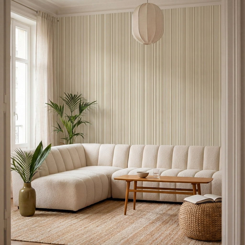 papier peint a rayures lignes verticales fines et epaisses beige taupe et creme -VARIANTE-6