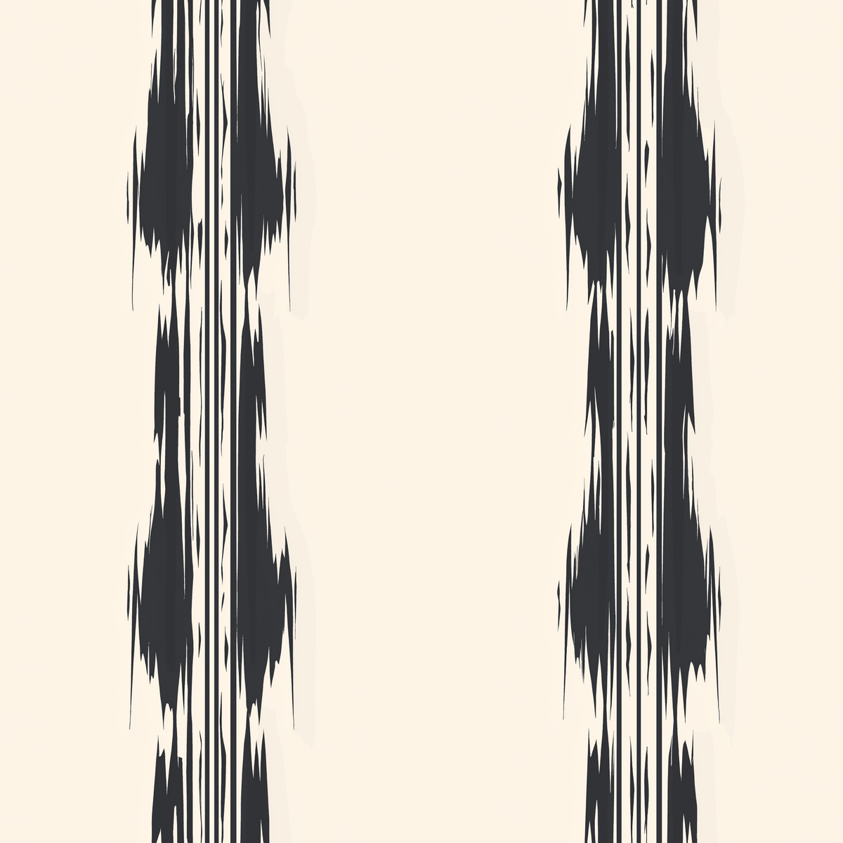 Papier peint motif abstrait - Bandes verticales déchirées noir sur fond crème - Design
