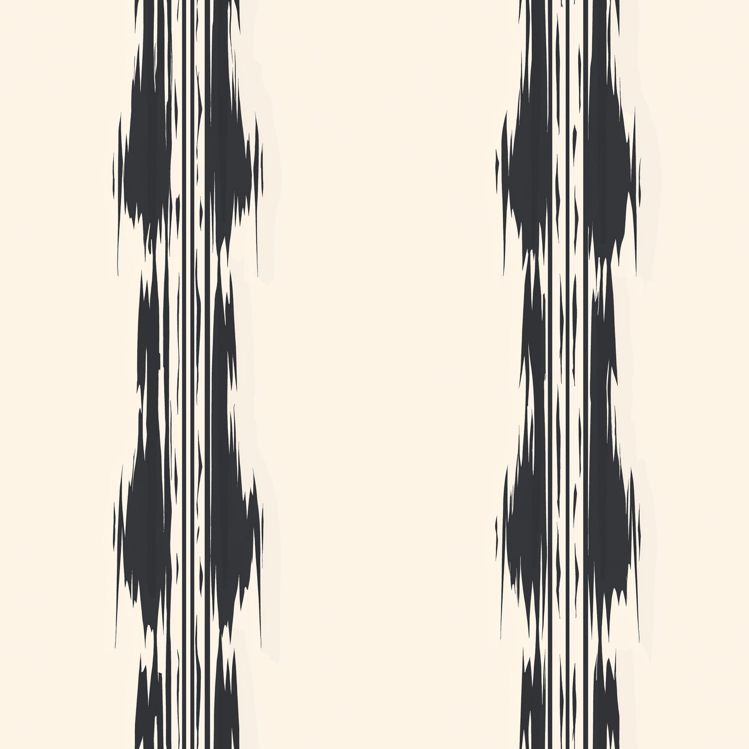 Papier peint motif abstrait - Bandes verticales déchirées noir sur fond crème - Design