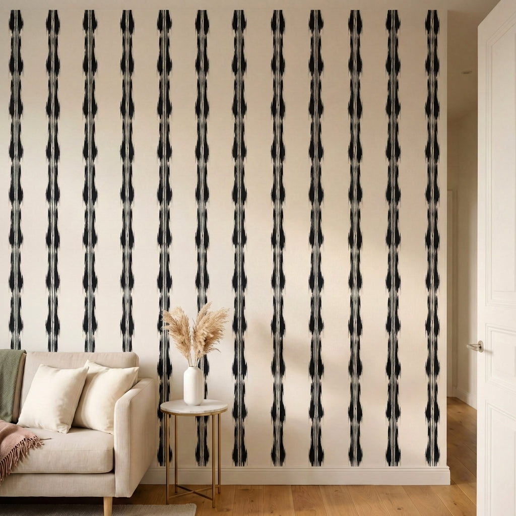 papier peint abstrait bandes verticales dechirees noir sur fond creme panoramiqu-HERO-5