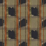 Papier peint motif abstrait - Bandes verticales et taches peinture beige taupe orange et bleu marine - Design