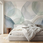 papier peint abstrait cercles aquarelle superposes tons vert sauge gris bleu et -2