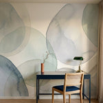 papier peint abstrait cercles aquarelle superposes tons vert sauge gris bleu et -5