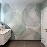 papier peint abstrait cercles aquarelle superposes tons vert sauge gris bleu et -9