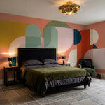 papier peint abstrait colore formes arrondies lettres stylisees superposees tons-8