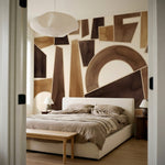 papier peint abstrait formes geometriques decoupees tons beige creme et brun cho-7