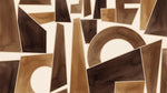 Papier peint panoramique abstrait - Formes géométriques découpées tons beige crème et brun chocolat sur mesure - Design