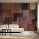 papier peint abstrait formes geometriques superposees tons terracotta violet et -2