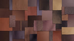 Papier peint panoramique abstrait - Formes géométriques superposées tons terracotta violet et beige rosé sur mesure - Design