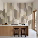 papier peint abstrait formes geometriques transparentes superposees tons beige c-1