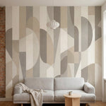 papier peint abstrait formes geometriques transparentes superposees tons beige c-2