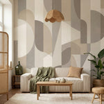 papier peint abstrait formes geometriques transparentes superposees tons beige c-9