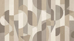 Papier peint panoramique abstrait - Formes géométriques transparentes superposées tons beige crème et brun taupe sur mesure - Design