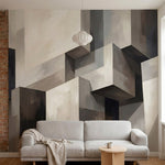 papier peint abstrait formes geometriques tridimensionnelles blocs architecturau-3
