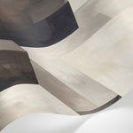 Papier peint panoramique abstrait - Formes géométriques tridimensionnelles blocs architecturaux tons beige crème et gris anthracite sur mesure - Matière