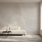 papier peint abstrait lignes courbes ondulantes relief sculptural tons beige cre-4
