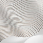 Papier peint panoramique abstrait - Lignes courbes ondulantes relief sculptural tons beige crème et gris taupe sur mesure - Matière