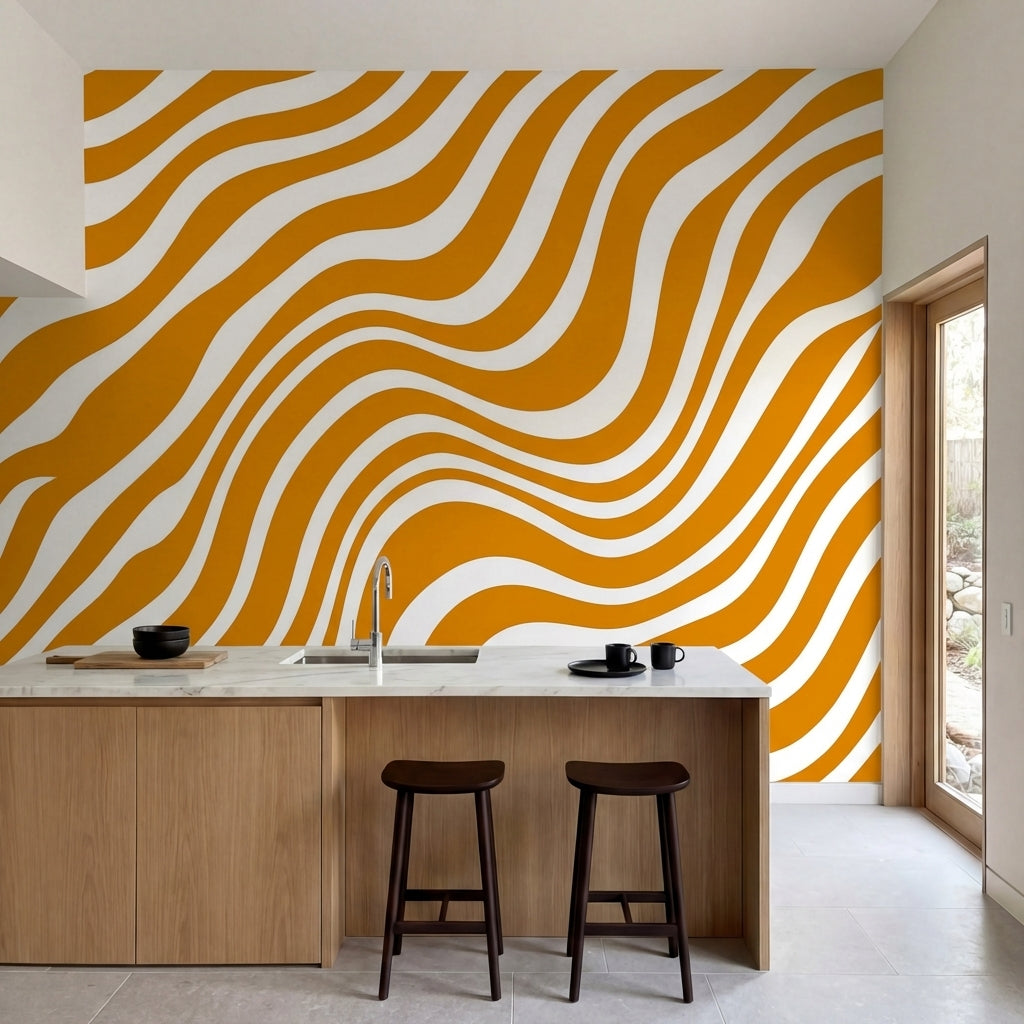 papier peint abstrait rayures ondulees fluides vagues dynamiques fond orange vif-4