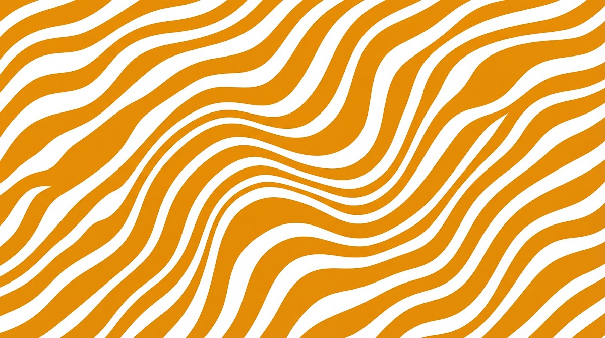 Papier peint panoramique abstrait - Rayures ondulées fluides vagues dynamiques fond orange vif et blanc sur mesure - Design