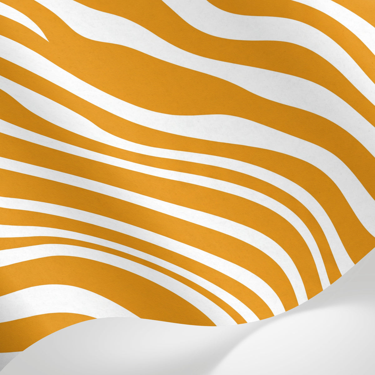 Papier peint panoramique abstrait - Rayures ondulées fluides vagues dynamiques fond orange vif et blanc sur mesure - Matière