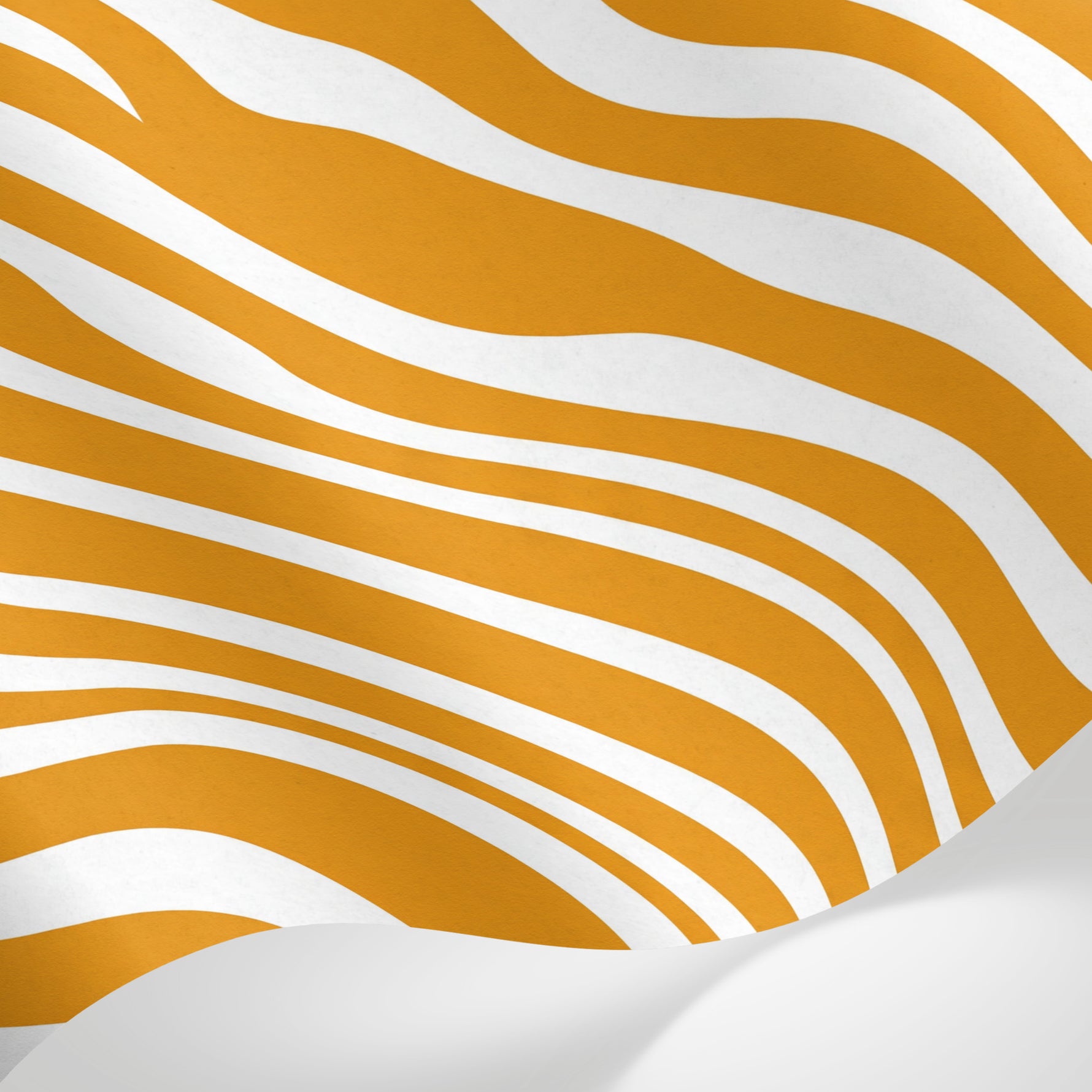 Papier peint panoramique abstrait - Rayures ondulées fluides vagues dynamiques fond orange vif et blanc sur mesure - Matière