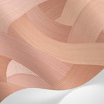 Papier peint panoramique abstrait - Rubans entrelacés superposés dégradé rose corail beige et orange sur mesure - Matière