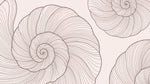 Papier peint panoramique abstrait - Spirales coquillages nautilus entrelacés tons beige rosé et brun sur mesure - Design