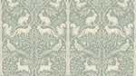 Papier peint panoramique animaux de la forêt - Lapins écureuils oiseaux motifs répétitifs fond vert sauge et crème sur mesure - Design