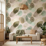 papier peint aquarelle feuilles eucalyptus superposees tons vert sauge et beige -7