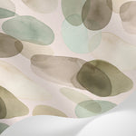 Papier peint panoramique aquarelle - Feuilles eucalyptus superposées tons vert sauge et beige crème sur mesure - Matière