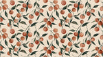 Papier peint panoramique aquarelle - Fruits rouges cerises branches feuillage tons beige crème et vert sauge sur mesure - Design