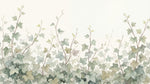 Papier peint panoramique aquarelle nature - Branches feuillage lierre grimpant tons vert sauge et beige crème sur mesure - Design
