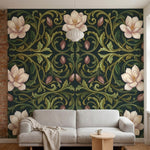 papier peint art nouveau fleurs magnolias roses ornements vegetaux arabesques fo-5