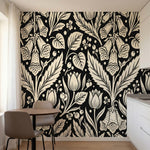 papier peint art nouveau fleurs tulipes fraises papillons motifs repetitifs fond-1