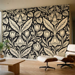 papier peint art nouveau fleurs tulipes fraises papillons motifs repetitifs fond-4