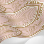 Papier peint panoramique baroque rose poudré - Arches ornementales dorées motifs éventails fond rose blush sur mesure - Matière
