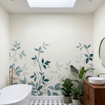 papier peint botanique branches feuillage delicat tons bleu gris et beige creme-VARIANTE-7