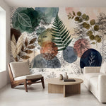 papier peint botanique feuilles eucalyptus fougeres aquarelle tons vert sauge ro-VARIANTE-10